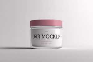 Free Transparent Glass Cosmetic Jar Mockup