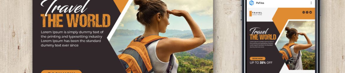Free Travel the world Social Media Post Design PSD Template