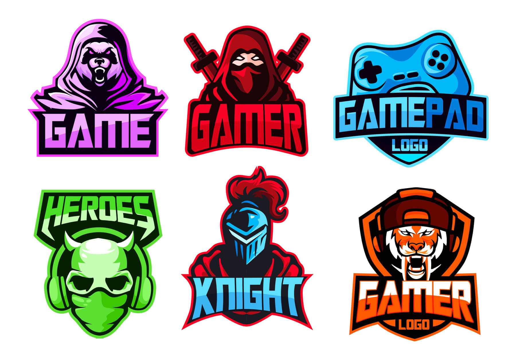 Free Trending Gaming Clan Mascot Logo Design Template PSD, Ai, EPS files