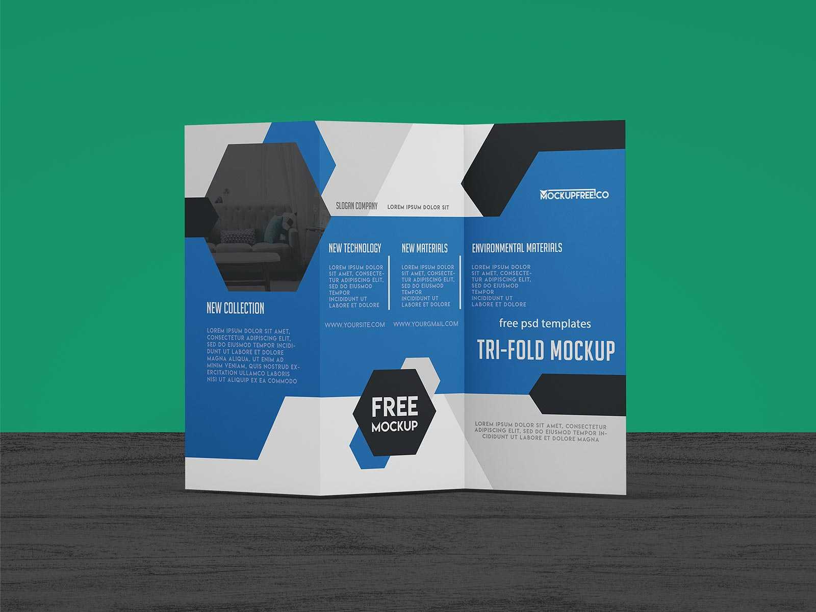 Free Tri-Fold Brochure Mockup 2 PSD File