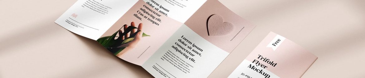 Free Tri-Fold DL Flyer Mockup PSD set with Shadow Overlay