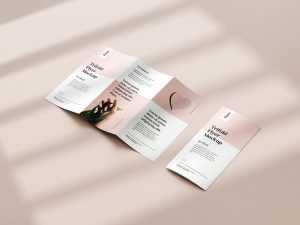 Free Tri-Fold DL Flyer Mockup PSD set with Shadow Overlay