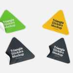 Free Triangle Shape Sticker Mockups PSD Set