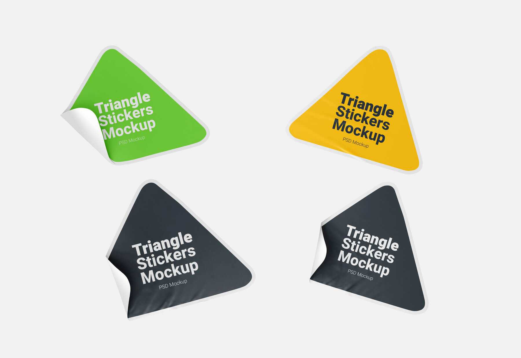 Free Triangle Shape Sticker Mockups PSD Set