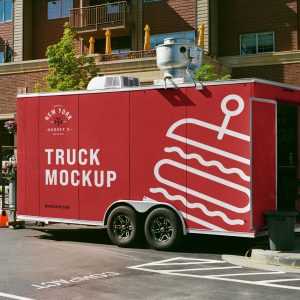 Free Truck Trailer Mockup