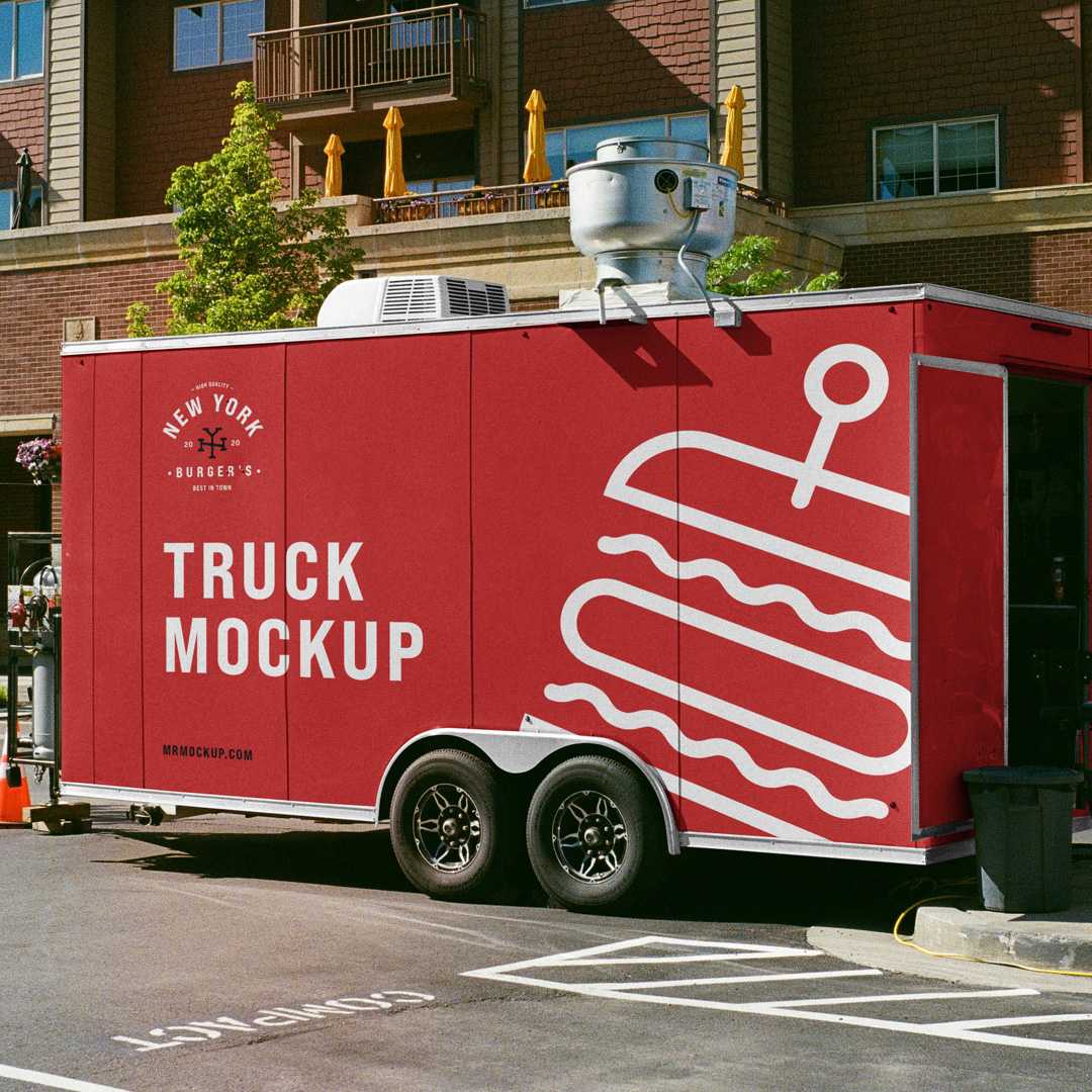 Free Truck Trailer Mockup