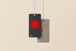 Free Two Apparel Tags Mockup PSD