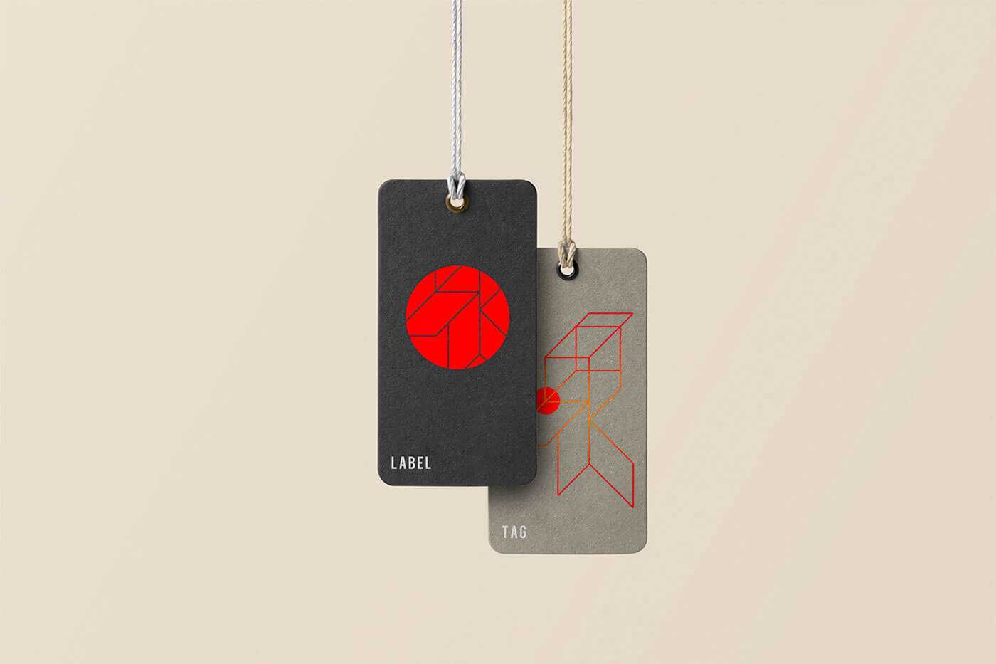Free Two Apparel Tags Mockup PSD