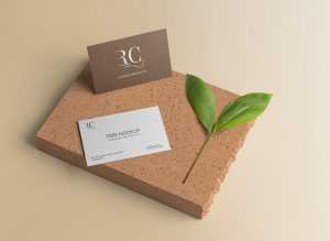 Free Two Business Card Mockup on Brick Scene