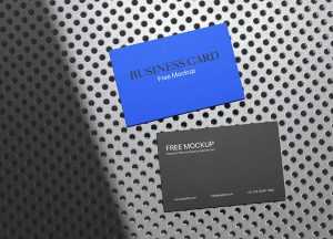 Free Two Business Card Mockup PSD on Metal Background