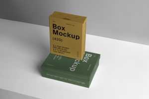 Free Two Cardboard Boxes Mockup