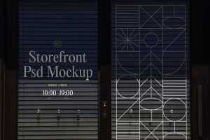 Free Two Door Window Blind Mockup