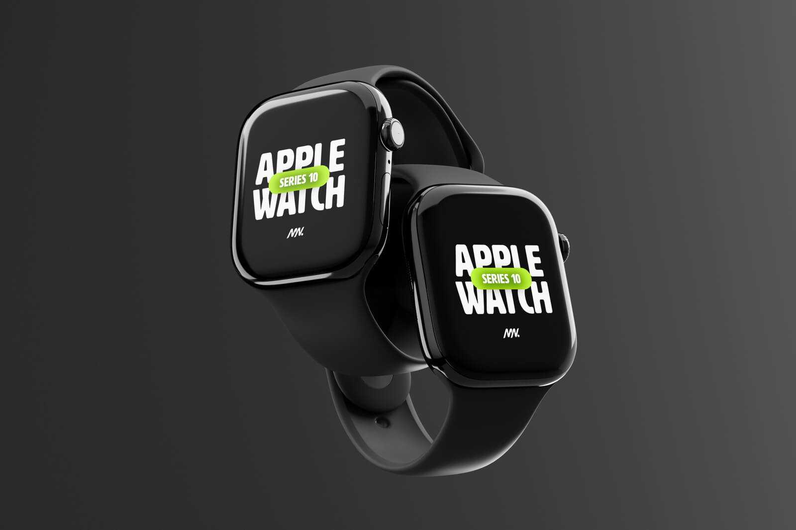 Free Two Floating Apple Watch Series 10 Mockup PSD