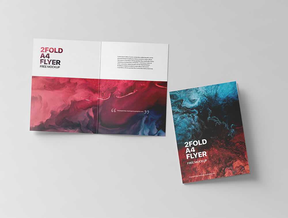 Free Two Fold A4 Wedding Card Mockup PSD