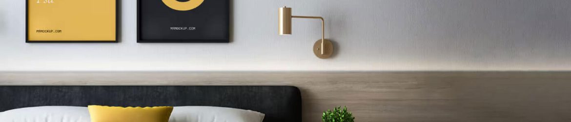 Free Two Framed Posters Mockup in Bedroom