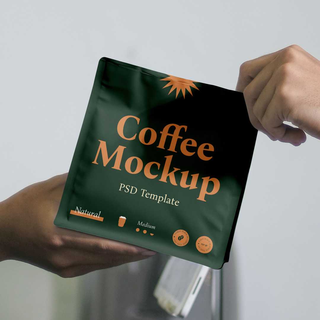 Free Two Hands Holding Coffee Bag Mockup