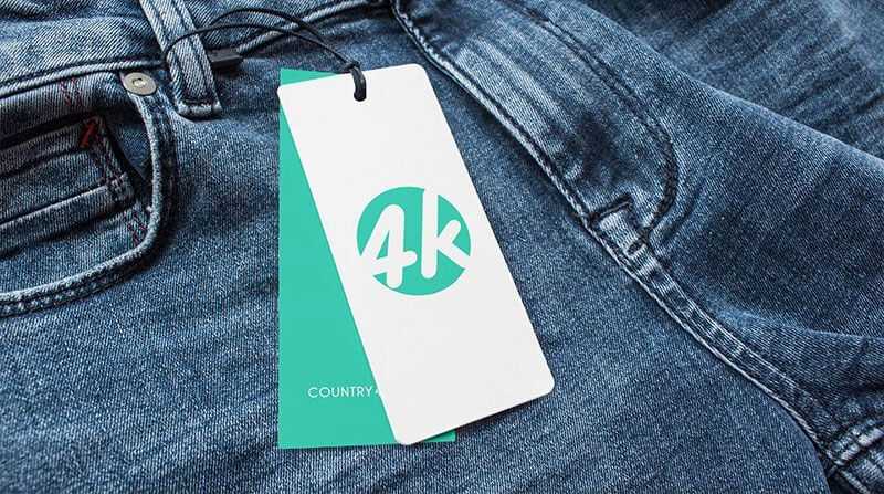 Free Two Label Tags Mockup PSD Attached to Jeans Pant