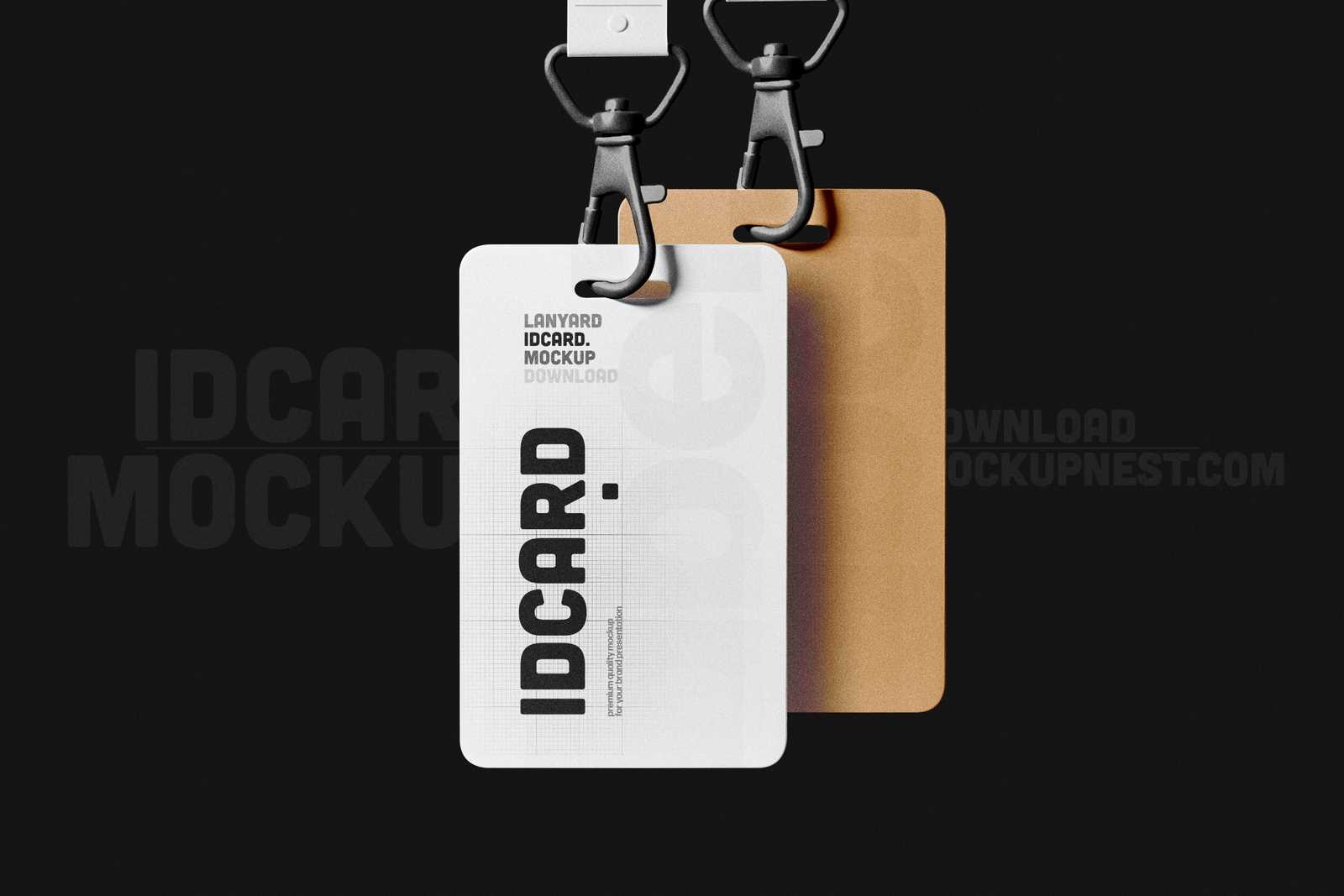 Free Two Lanyard ID Card Mockup
