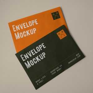 Free Two Lying Paper Envelope Mockups