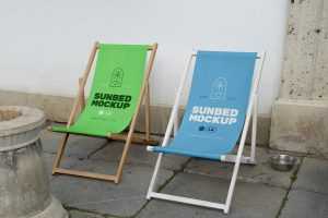 Free Two Outdoor Sunbed Mockup