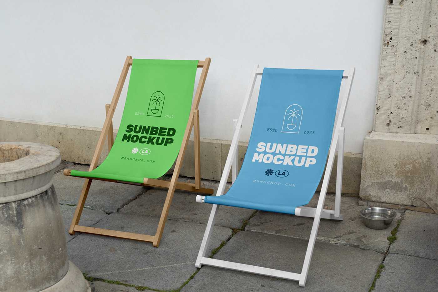 Free Two Outdoor Sunbed Mockup
