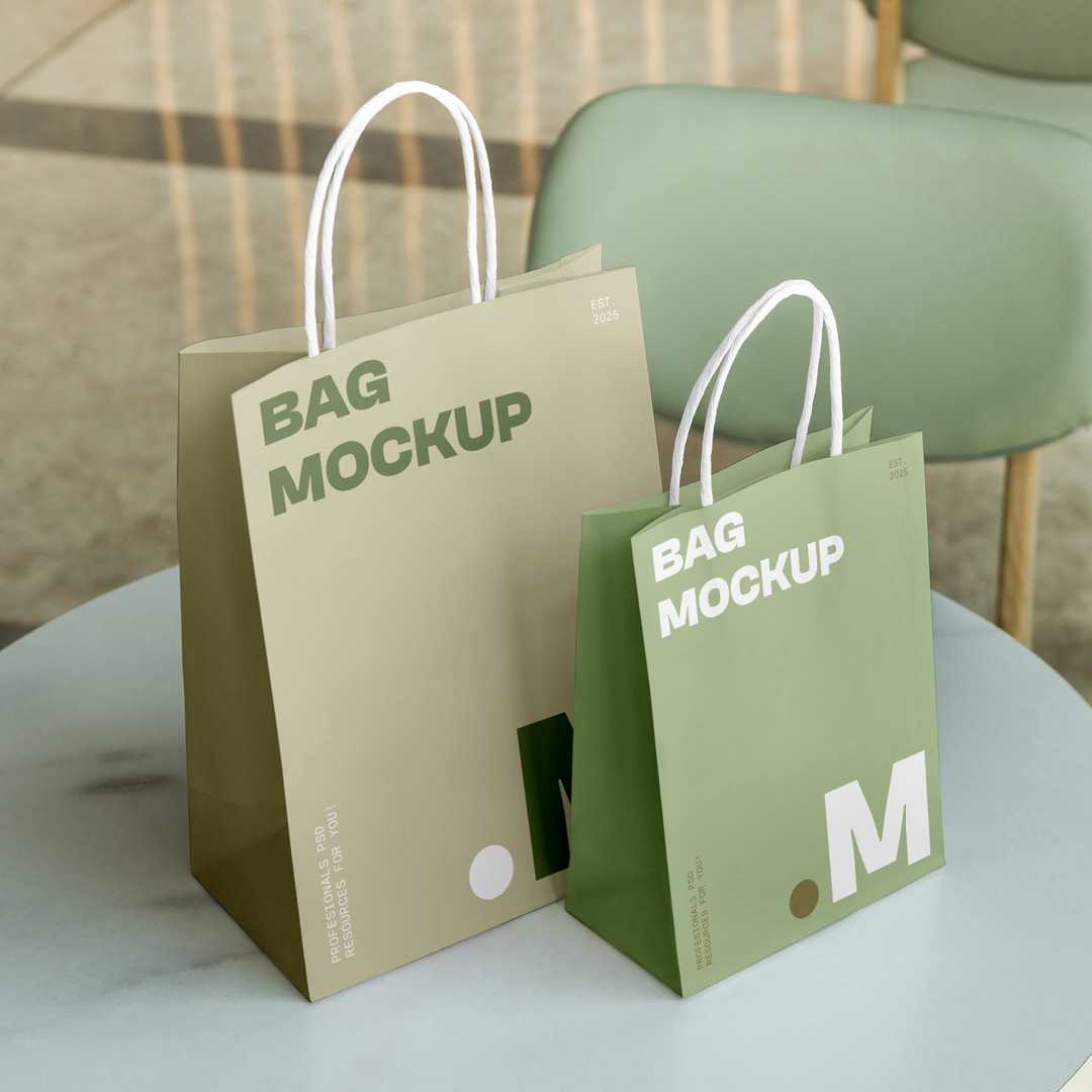 Free Two Shopping Bag PSD Mockups