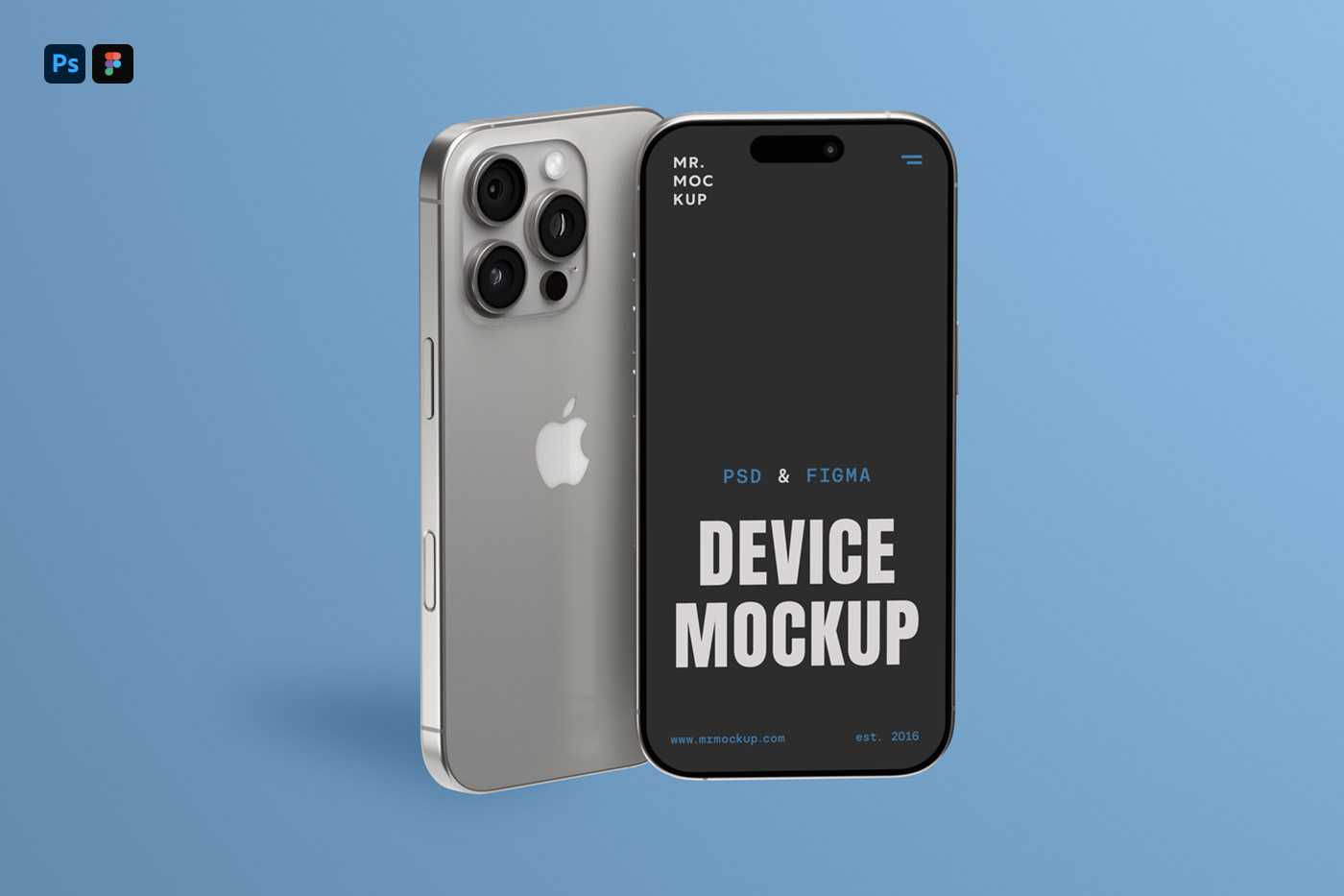 Free Two Standing Front View iPhone 16 Pro Mockups