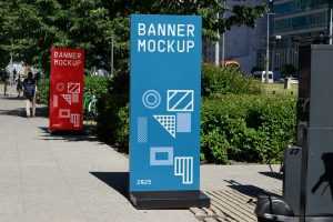 Free Two Vertical Banner Mockups