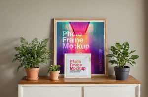 Free Two Wooden Photo Frames Mockup PSD PSD