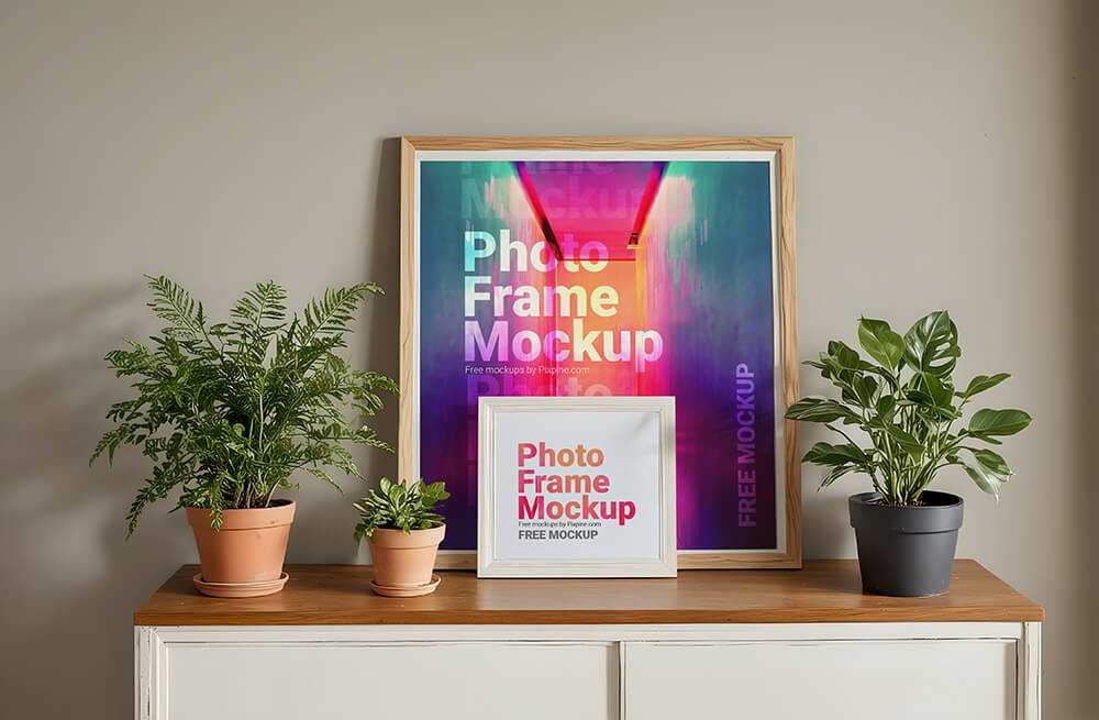 Free Two Wooden Photo Frames Mockup PSD PSD