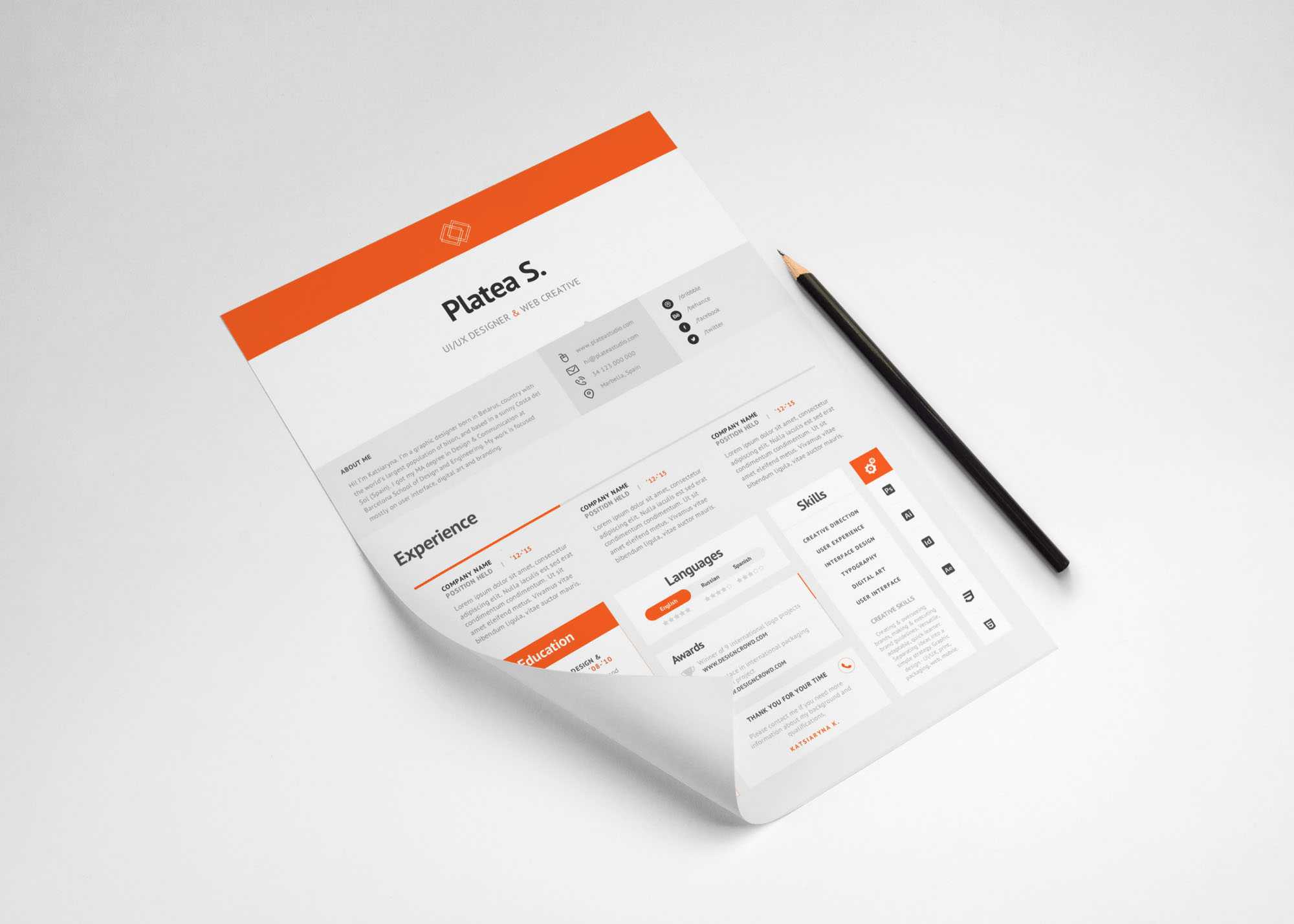 Free UI UX Designer Creative Resume Free PSD Template