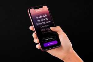 Free Ultra High Quality Hand Holding iPhone Mockup PSD