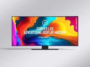 Free Ultra Wide Curved LED Monitor Mockup PSD