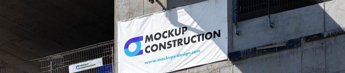 Free Under Construction Building Banner Mockup PSD