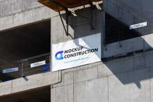 Free Under Construction Building Banner Mockup PSD