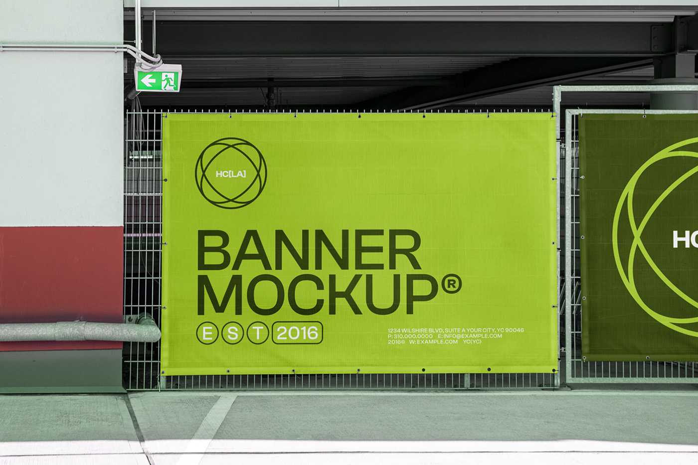 Free Urban Banners on Fence Mockup