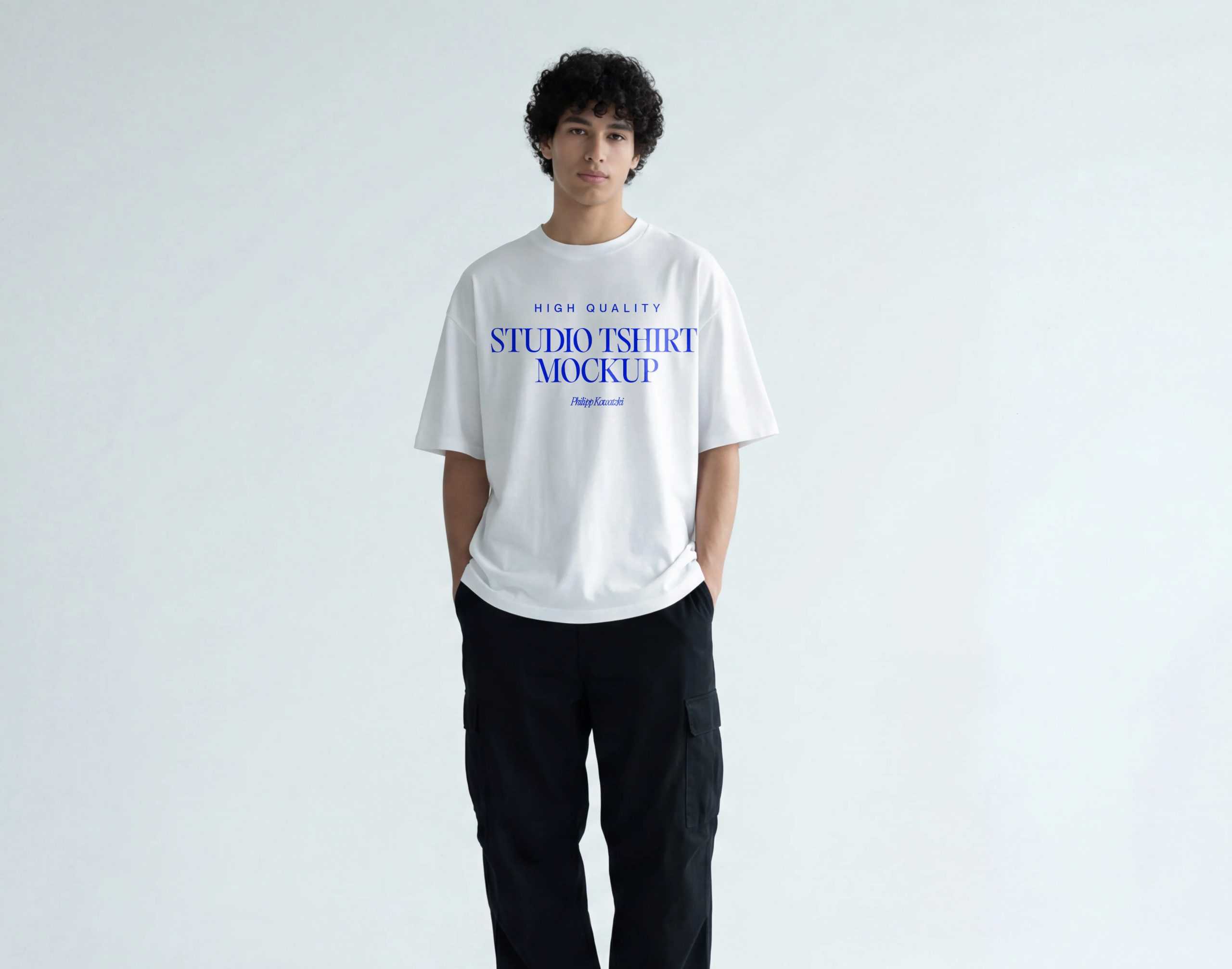 Free Urban Streetwear Studio T-Shirt Mockup PSD – High Quality Minimal Studio Apparel Mockup