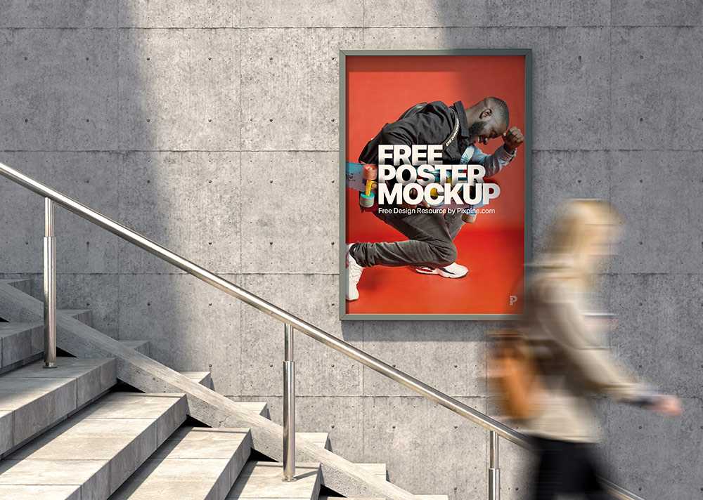 Free Urban Vertical Framed Poster Mockup - Free PsFiles
