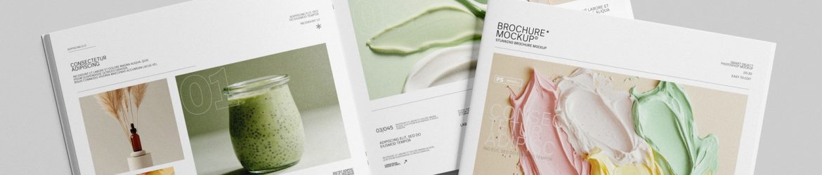 Free US Letter Landscape Brochure Mockup Scene Presentation
