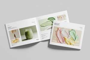 Free US Letter Landscape Brochure Mockup Scene Presentation