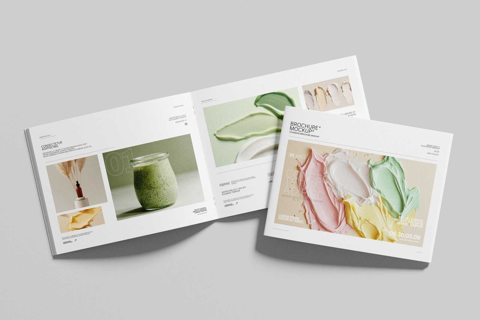 Free US Letter Landscape Brochure Mockup Scene Presentation