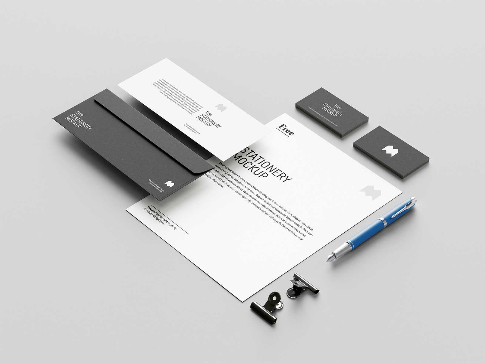 Free US Office Stationery Mockup PSD