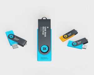 Free USB Memory Stick Mockup 3 PSD Set
