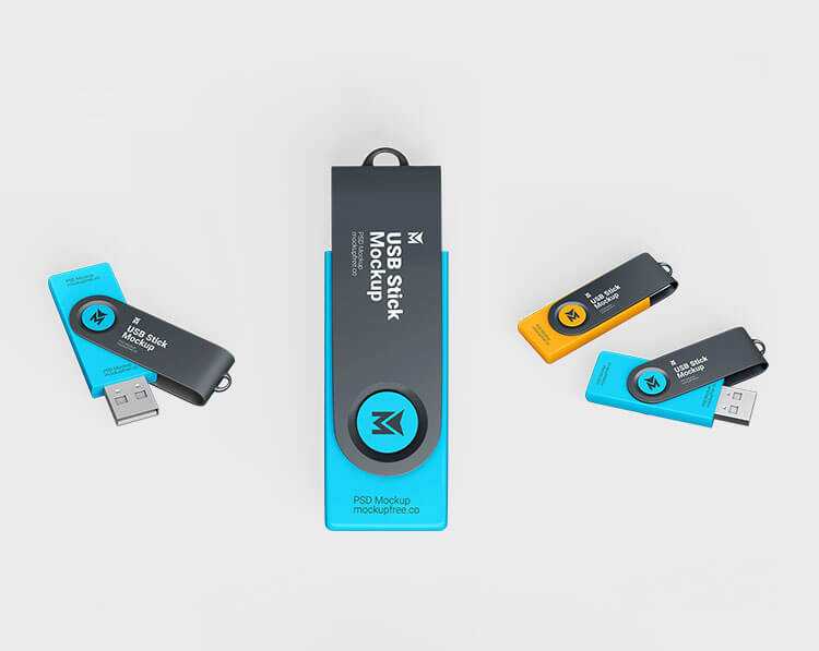 Free USB Memory Stick Mockup 3 PSD Set