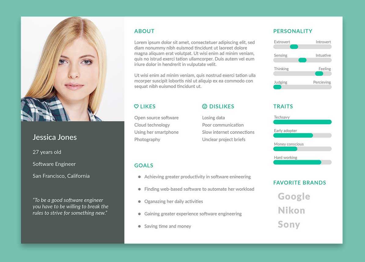 Free User Persona Template PSD