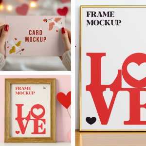 Free Valenitnes Day Frame PSD Mockup
