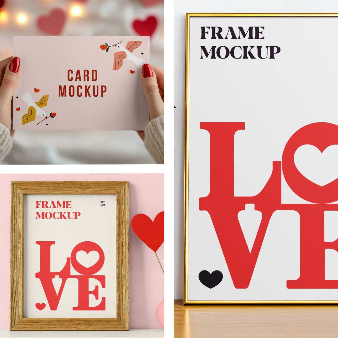 Free Valenitnes Day Frame PSD Mockup