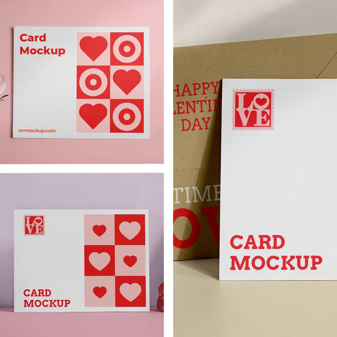 Free Valentines Card Set Mockups
