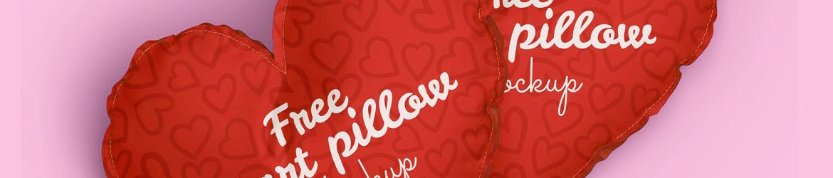 Free Valentine’s Day Heart Pillow Mockups PSD Set