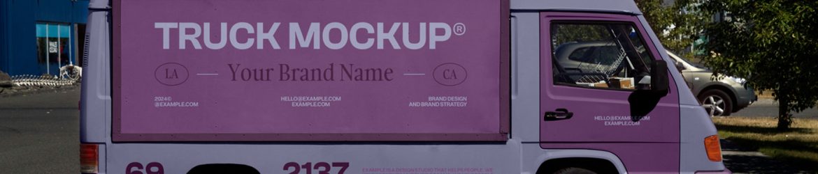 Free Van Food Truck Mockup